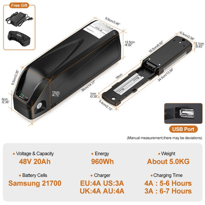 48V 20Ah Hailong Max eBike Battery