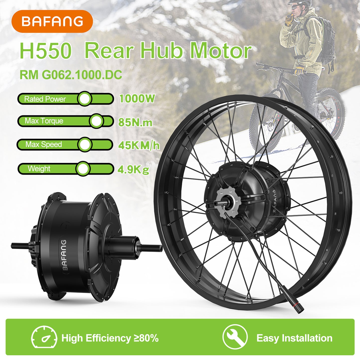 BAFANG 1000W Rear Hub Motor Conversion Kit with 30A Controller