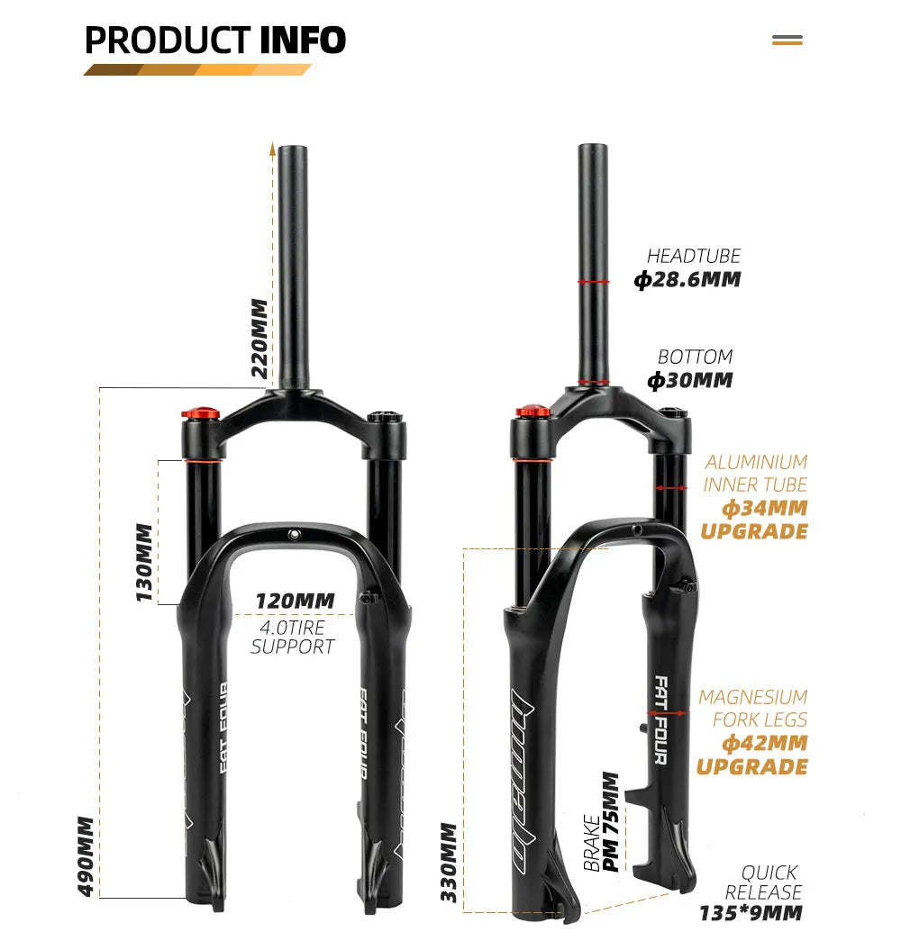 20 Inch Fat Fork with Air Suspension